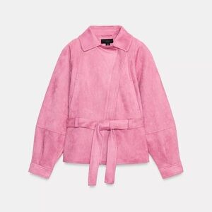 Zara FAUX SUEDE BELTED JACKET